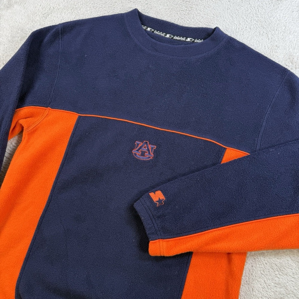 Auburn Tigers Starter Pullover Mens Medium Navy Orange Fleece Y2K Sweatshirt